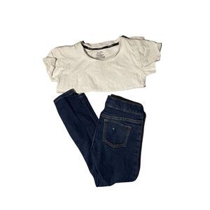 Sean John Boys White Blue Round Neck Dark Wash T Shirt And Jeans Set Size S 6-7/